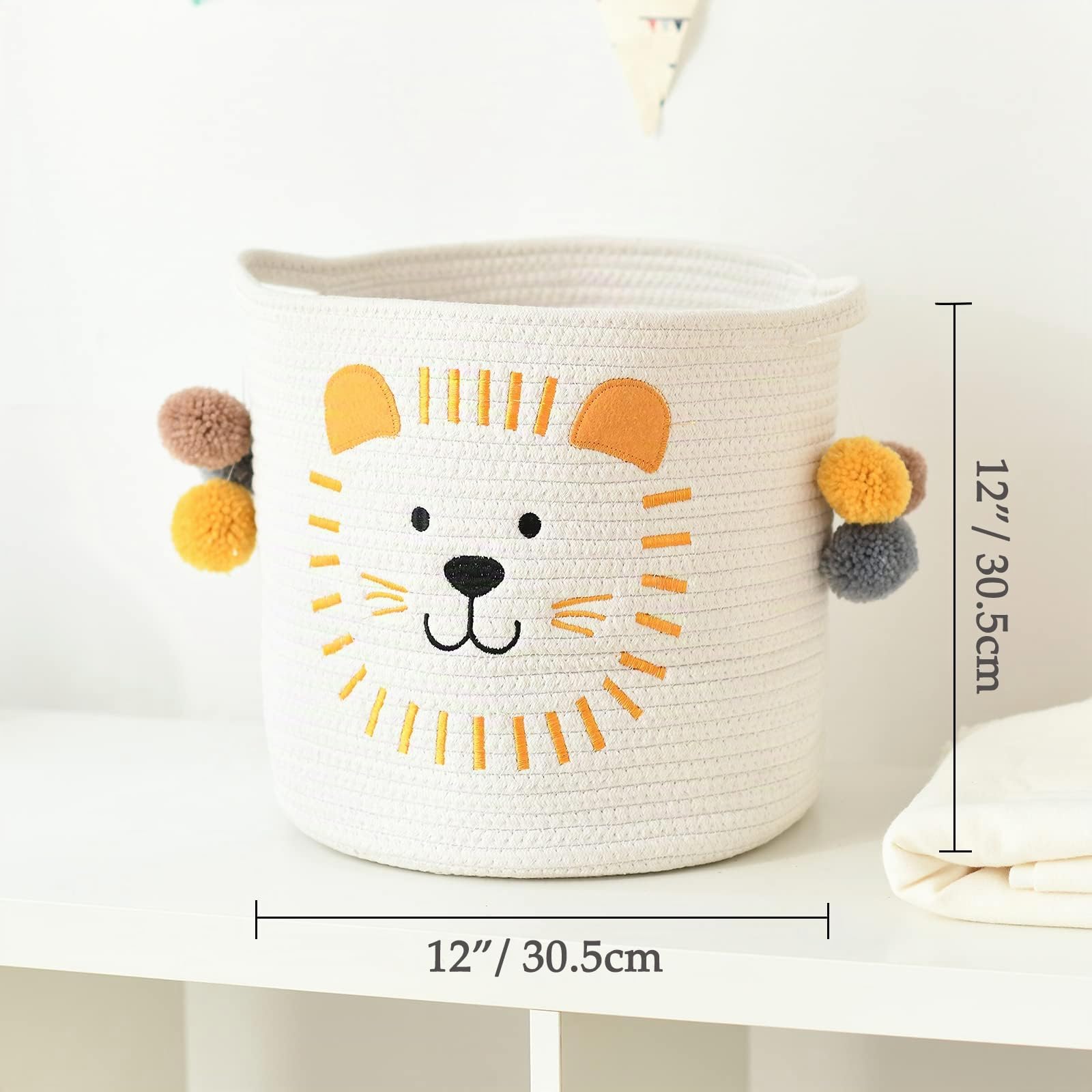Cestas de almacenamiento de juguetes, bonita canasta de lavandería con asas, cesta de almacenamiento de juguetes para perros, duradera, grande, de cuerda de algodón, organizador para el hogar
