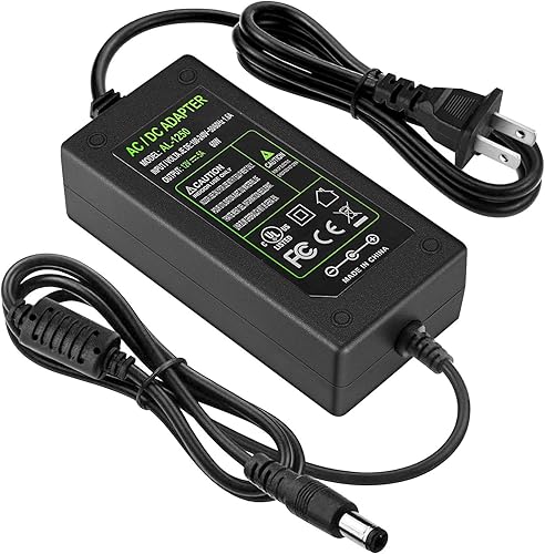 TOBWOLF Adaptador de fuente de alimentación CC de 12 V 5 A 5060 Hz enchufe de EE UU cable de alimentación de 62 pies CA de 100-240 V a CC 12 V 5 A