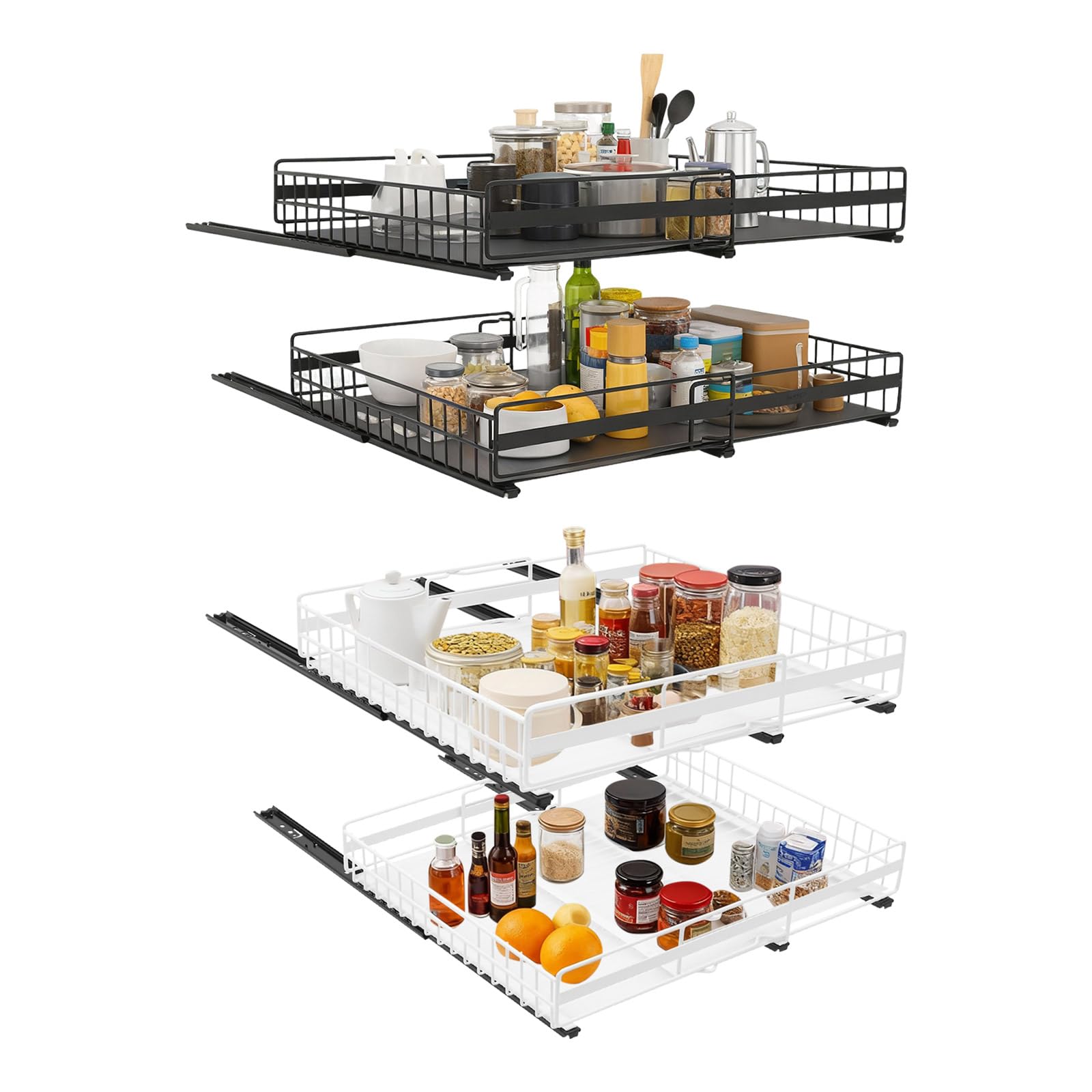 Mointal 2 Stuks Grote Keuken Uittrekbare Lade, Telescopische Lade, Metalen Kastlade Organizer, Verstelbare Breedte 32-53 cm & Diepte 53 cm, Plakband/Schroefmontage, Zwart Mointal 2 Stuks Grote Keuken Uittrekbare Lade, Telescopische Lade, Metalen Kastlade Organizer, Verstelbare Breedte 32-53 cm & Diepte 53 cm, Plakband/Schroefmontage, Zwart