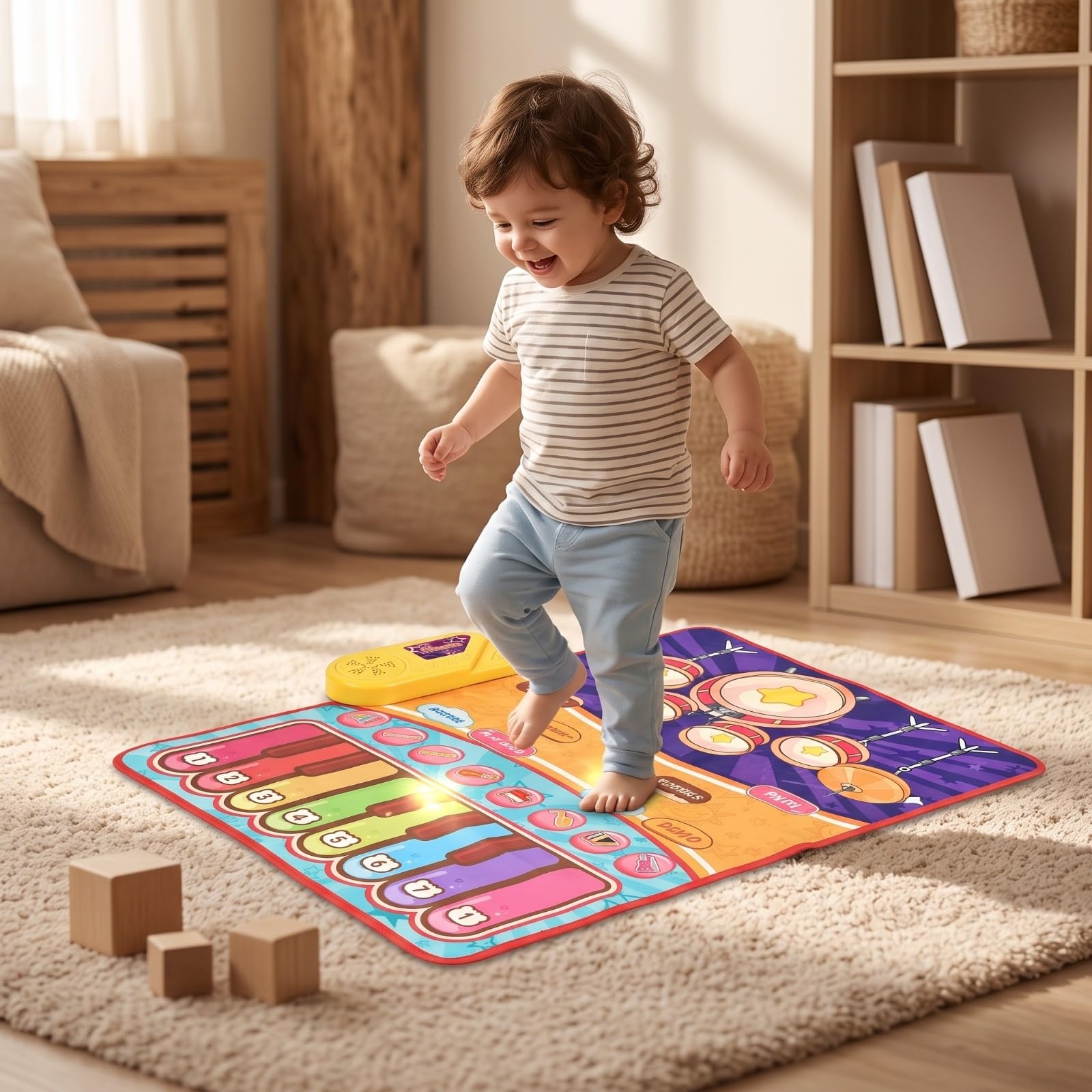 Amagogo Tappeto con Batteria Morbido | Educativo, Tappeto Batteria e, Multifunzionale, per Cameretta, Casa, Bambini,