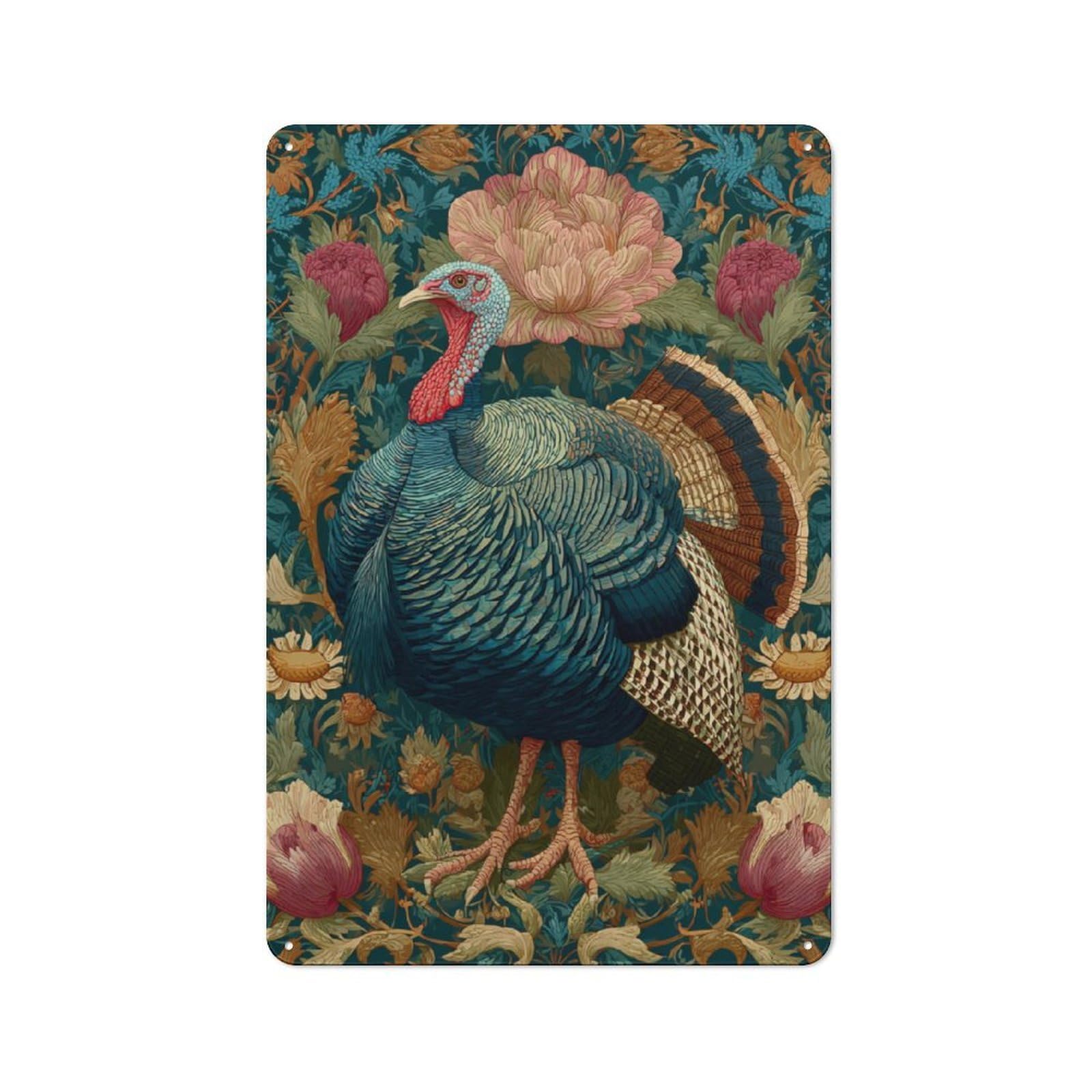 Junmoney Turkey Tapestry Rustic Metal Sign 30X20cm, Barn Style Farmhouse Wall Decor For Kitchen, Cottage, Porch Or Garden Room