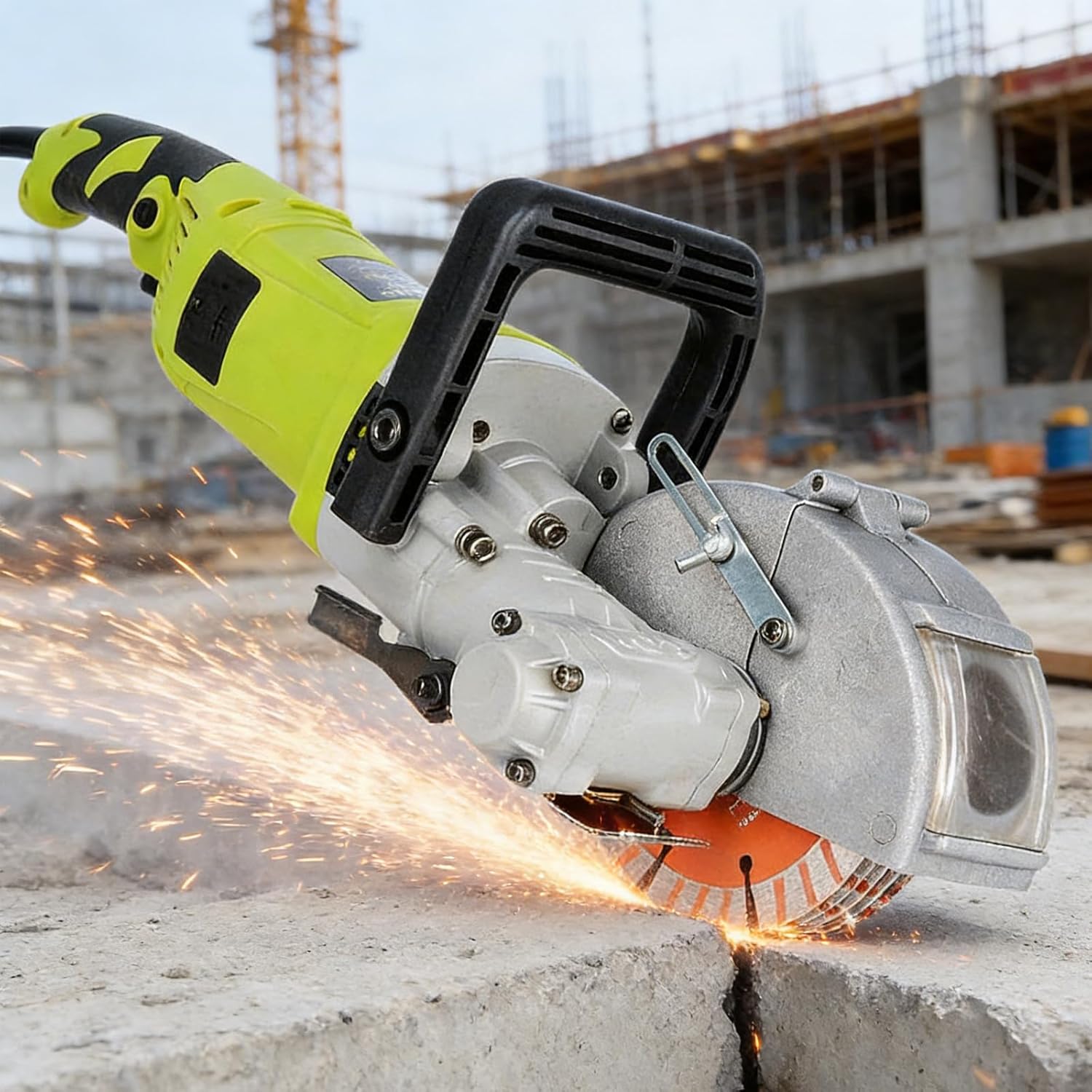 Concrete Cutter, Electric Groove Cutting Machine with Saw Blades, Masonry Slotting Tool for Brick, Stone, and Tile Cutting, Ideal for Plumbers and Electricians 121green