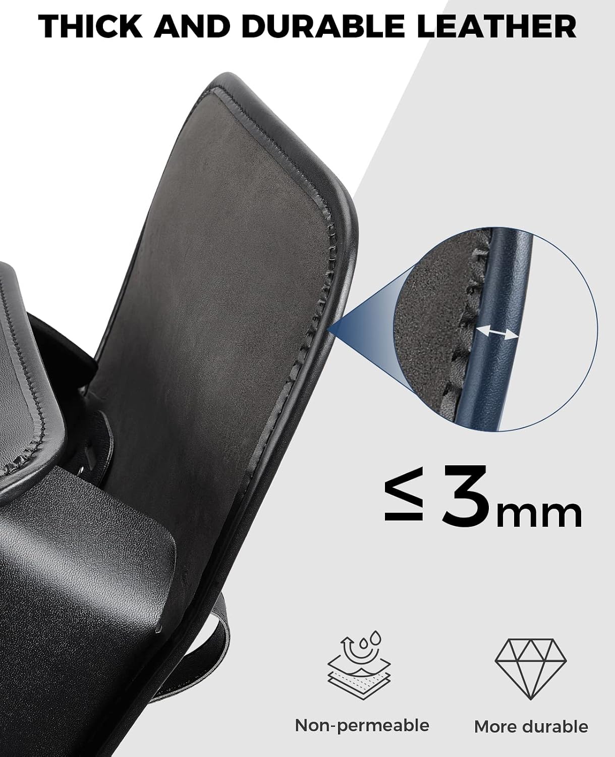ISSYAUTO Motorcycle Fork Bag, PU Leather Handlebar Tool Pouch Sissy Bar Roll Storage Bag with 2 Straps