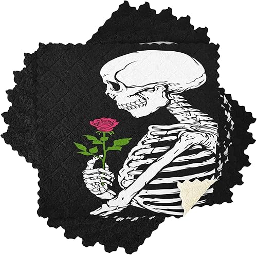 Miniatura 8 de Paños de cocina de calavera con rosa, paquete de 6 paños de cocina de secado rápido, toallas de limpieza absorbentes, toalla de vajilla para cocina
