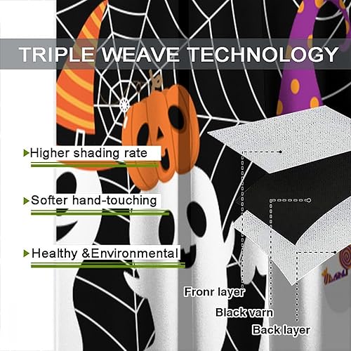 Miniatura 7 de Cortinas de Halloween, lindas cortinas de fantasma, calabaza, pirata, horror, cara de fantasma, telaraña, diversión para niños, truco, decoración de