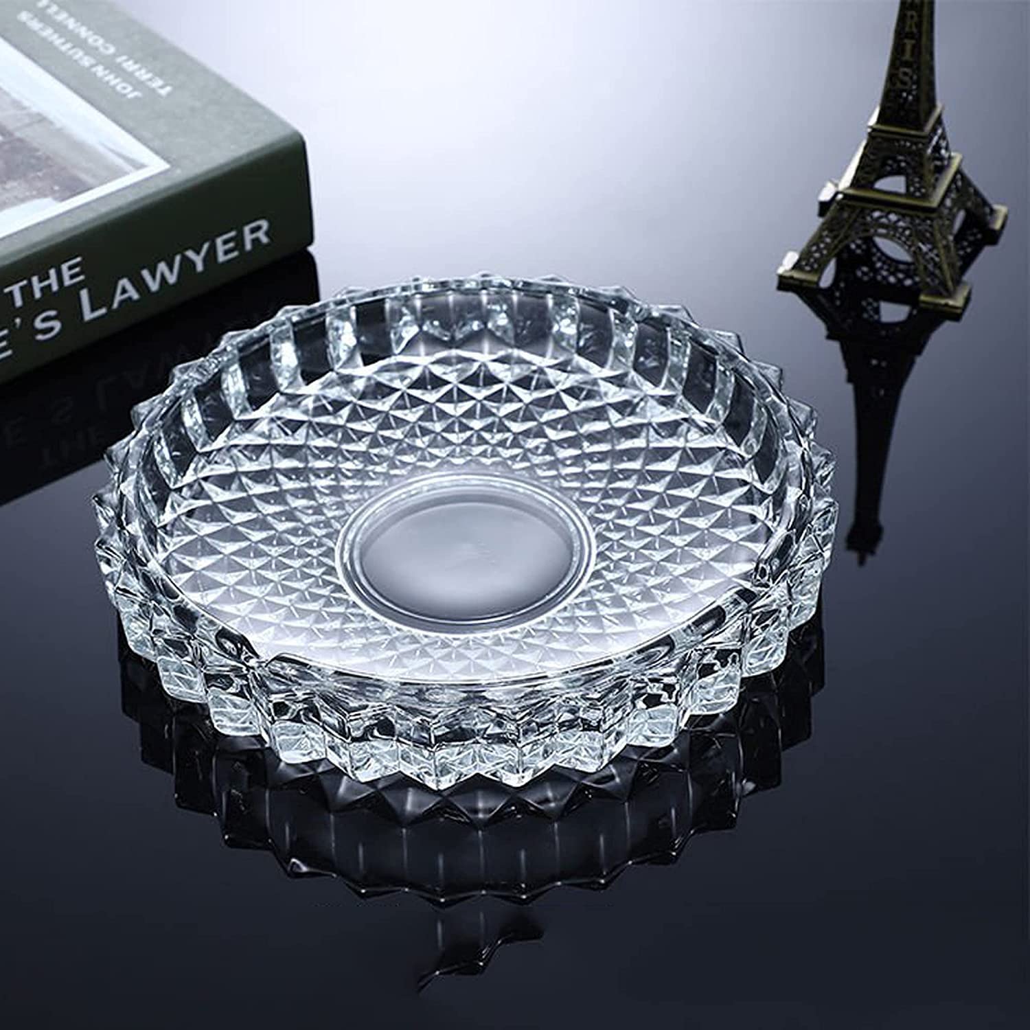 RADHIKA STORE Glass Smoking Ashtray, Round Glass Ash Tray, Tabletop Ash Collect Trays for Smoking for Home, Ashtray for Cigarette Stylish Ashtray for Home, Car Ashtray Pack of 1 - Clear.