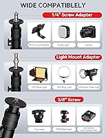 Vista 5 de IFOOTAGE Monopod de base redonda A400, soporte de luz de fotografía de 79 pulgadas con base plana, trípode de estudio de aluminio para grabación