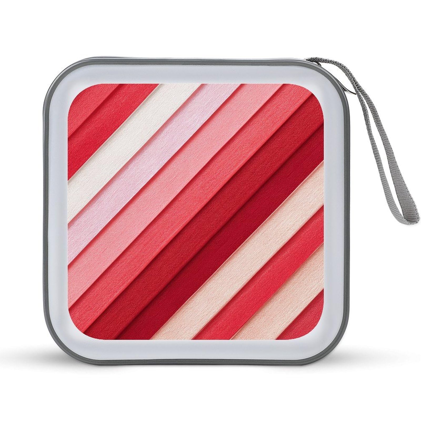Jubonexis Red And Pink Diagonal Stripes CD Case DVD Storage Case Portable for Car Home Travel