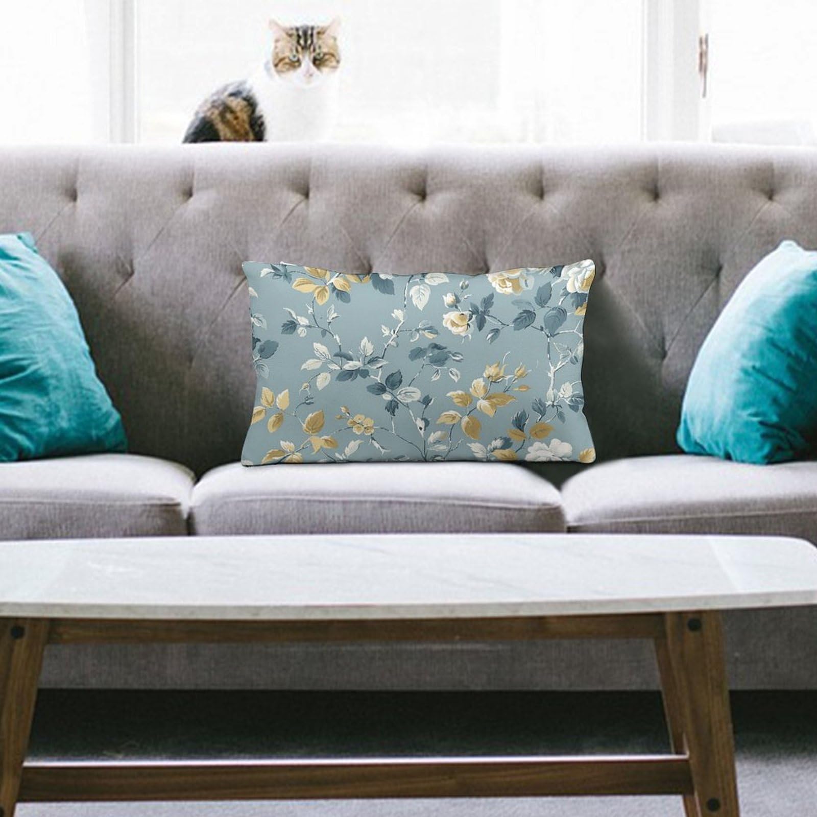 NTVOWPZO Decoration Throw Pillow Covers 8"x12" Pillowcases Covers Gray Vine Pattern Soft Pillowcases Modern Farmhouse Home Decor Sofa Cushions Covers for Couch Bed Living Room