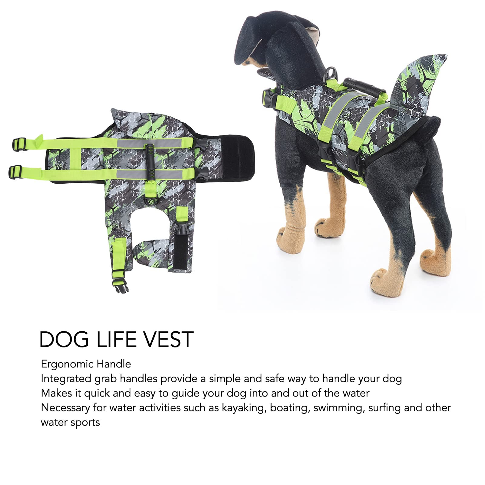 Chaleco salvavidas para perros, chaleco salvavidas ajustable para mascotas con fuerte flotabilidad, mango de rescate duradero, chaleco salvavidas para perros, seguridad contra el agua en la playa,