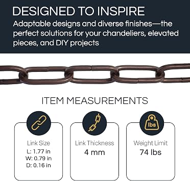CH-S62-40-PC-10 Steel Chandelier Chain, Polished Chrome (10 Feet)