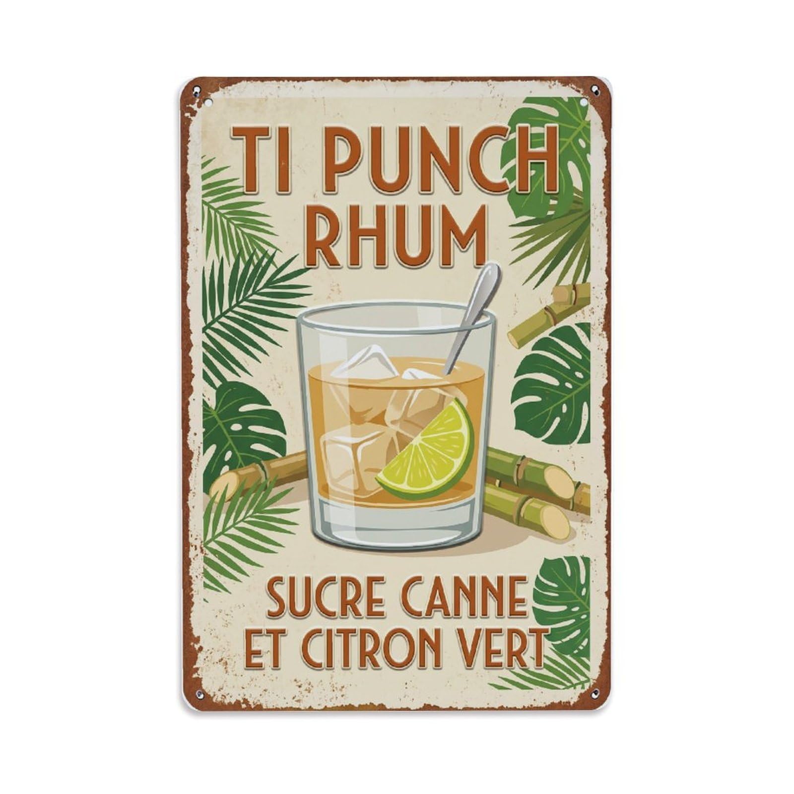 Ti Punch Unique Combination Metal Tin Sign Plaque Wall Decor for Cafe, Club Bar, Office, Home Garden Metal Poster 8x12Inch