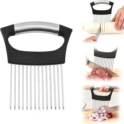 Soporte de cebolla para rebanar, cortador de verduras de limón, tomate, huevos y verduras, herramienta auxiliar para cortar papas, aguacates,