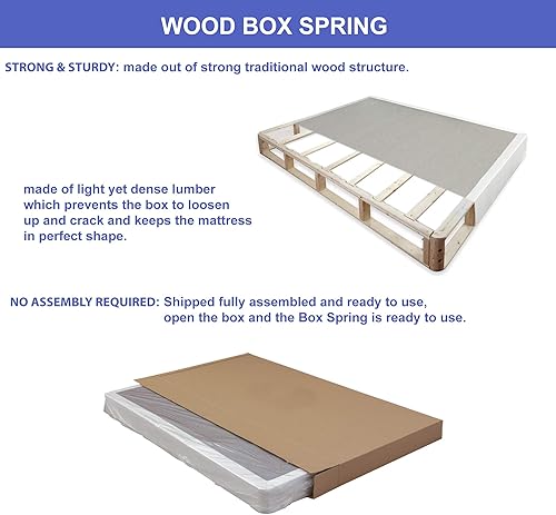 Miniatura 5 de Spinal Solution Somier tradicional de madera dividida de perfil bajo de 4 pulgadas para colchón, Queen, 9