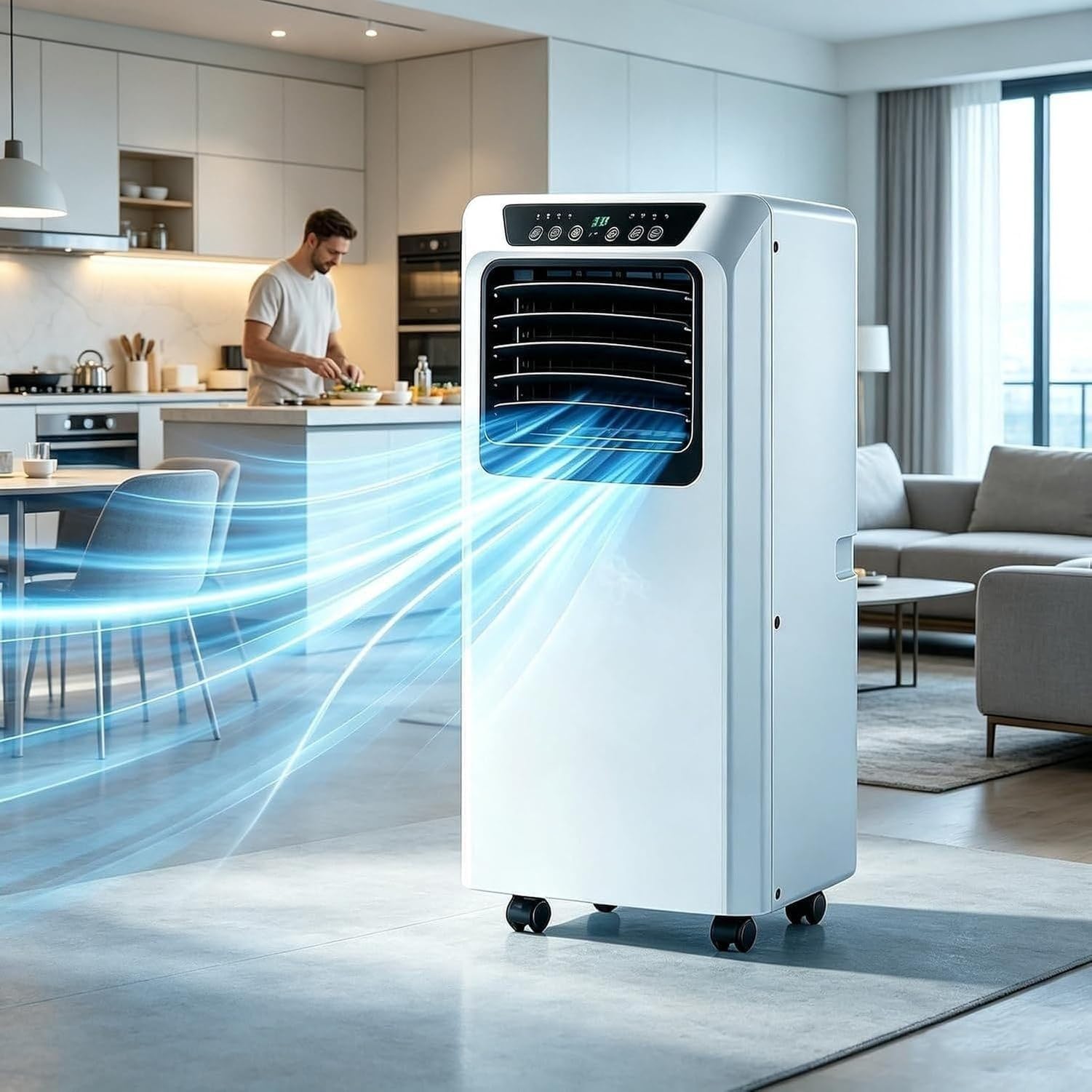 Aire Acondicionado Portátil 5000/9000BTU Frío con Kit de Instalación, 2 Velocidades, Temporizador 24H y Pantalla Digital para Hogar y Salones Grandes, 9000btu, 9000BTU