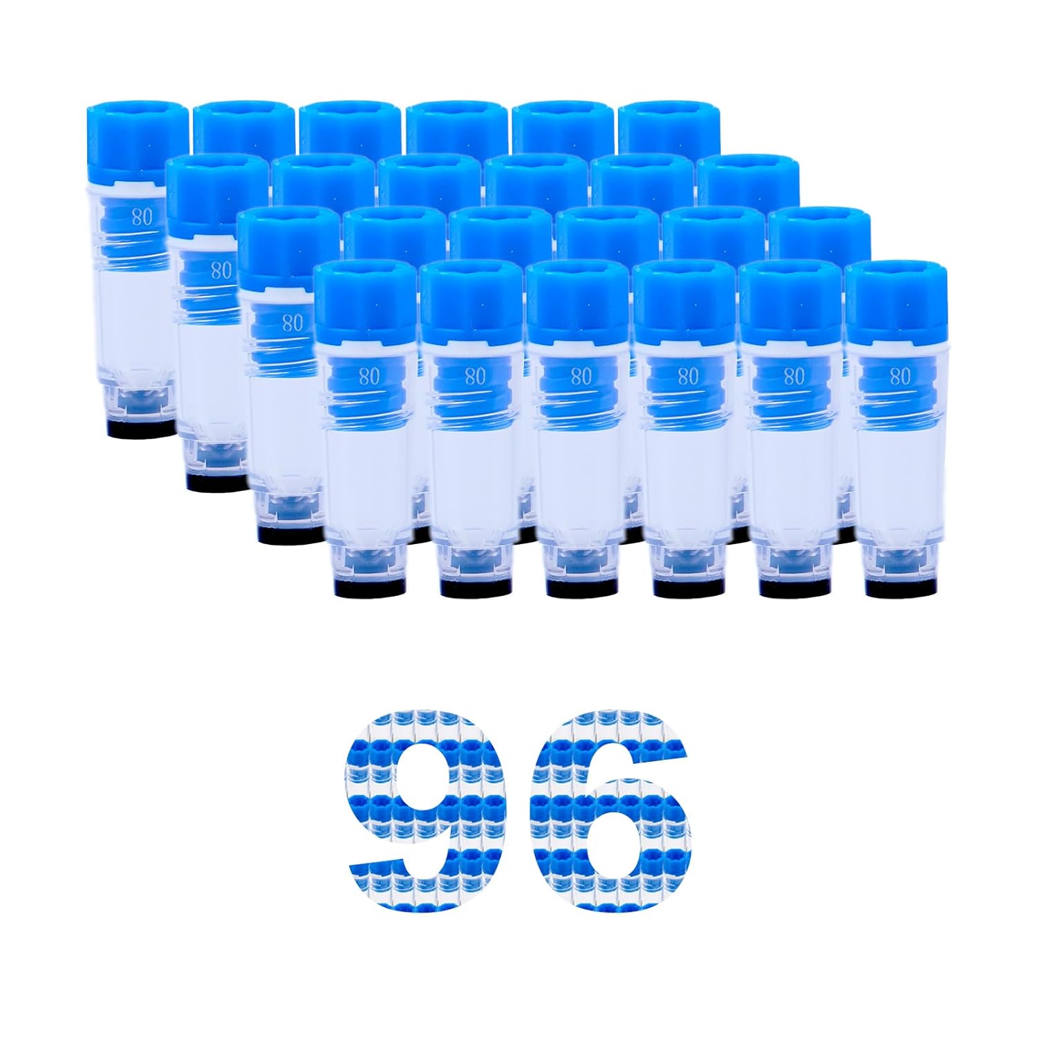 0.5ml SBS Format Cryovials, Internal Thread Cryo Tubes, 96-Well Cryovial, Blue, 96 Sets/Bag