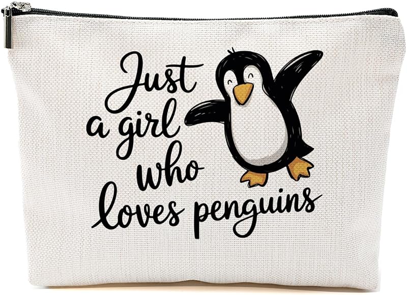 Necessaire de maquiagem BQXH com estampa de pinguim, zíper e uso para viagem, Multicolor 1418