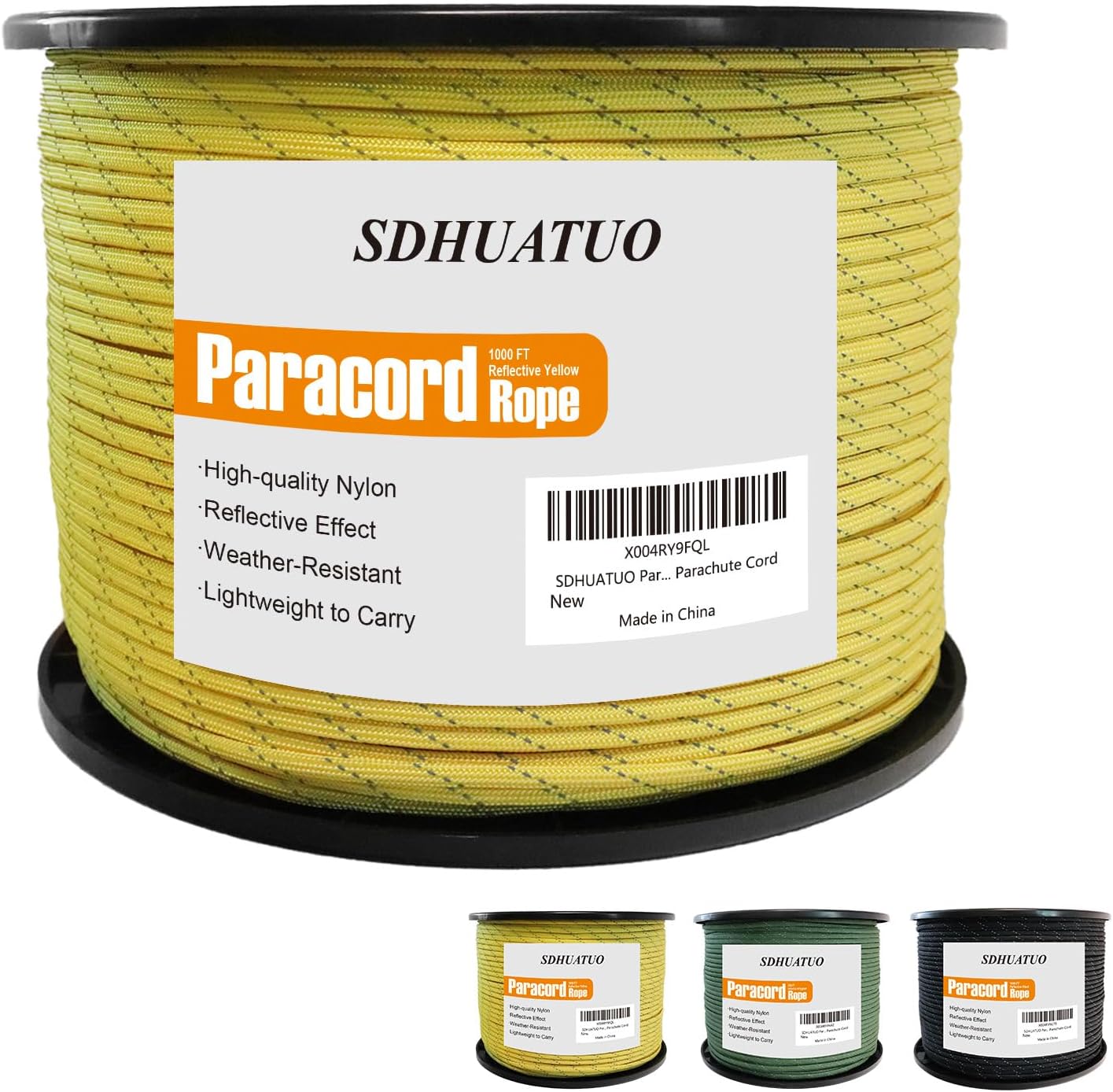 SDHUATUO 1000FT Reflective Paracord Rope – 550lb Nylon Survival Cord SDHUATUO 1000FT Reflective Paracord Rope – 550lb Nylon Survival Cord