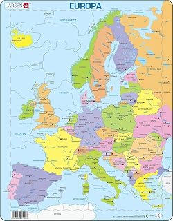 Larsen Puzzles A8-SE, Kinder Rahmenpuzzle Europa Politische Karte, 37 Teile, ab 5 Jahre, Lernspielzeug Geografie, Konzentration & Spielspaß