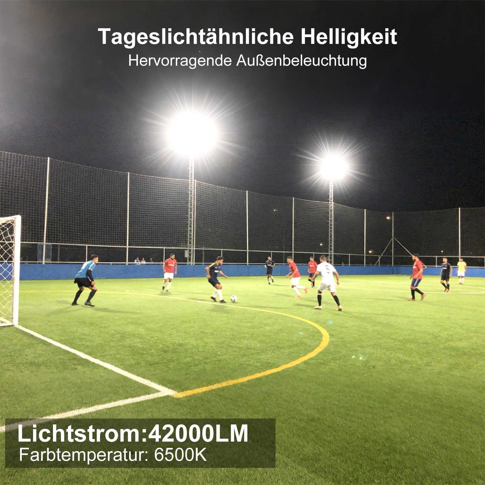 Faretto LED per esterni, 300 W, 230 V, 42000 lm, luce da strada, 6500 K, luce bianca fredda, IP67, impermeabile, 240° per stadio giardino (Φ45-65 mm)