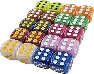 16 mm Game Dice Set, 6 Sided Dice, for Games and Flying Chess, 10 Colors 30 Pieces.