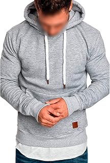 GTHTTT Mens Fleece Hoodies Long Sleeve Solid Color Pullover Fashion Athletic Drawstring Hooded Sweatshirt with Kanga Pocket