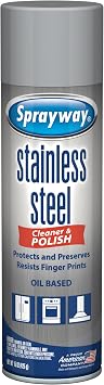 Sprayway Stainless Steel Cleaner Aerosol Spray (Oil-Based), 15oz, Pack of 6 | Cleans, Polishes, Protects | Resists Fingerprints, Foaming Action | Ideal for Stainless Steel Appliances & Surfaces