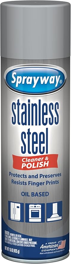 Sprayway SW841R Oil-based Stainless Steel Cleaner and Polish, Protects and Preserves, Resists Streaks and Finger prints, 15 Oz.
