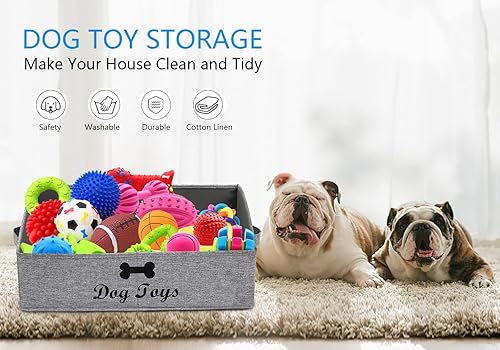 Miniatura 2 de Morezi Cesta de juguetes para perros y caja de juguetes para perros, cesta de juguetes para perros, perfecta para organizar juguetes de mascotas,