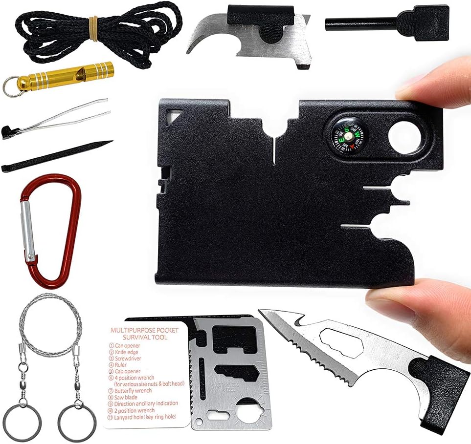 Upgraded Credit Card Tool Multitool - Tools Gifts for Men 18 in 1 Multi-Tool Gadgets - Christmas Gifts for Dad Father Men Stocking Stuffers Survival Wallet Tools With Blade Compass (A)