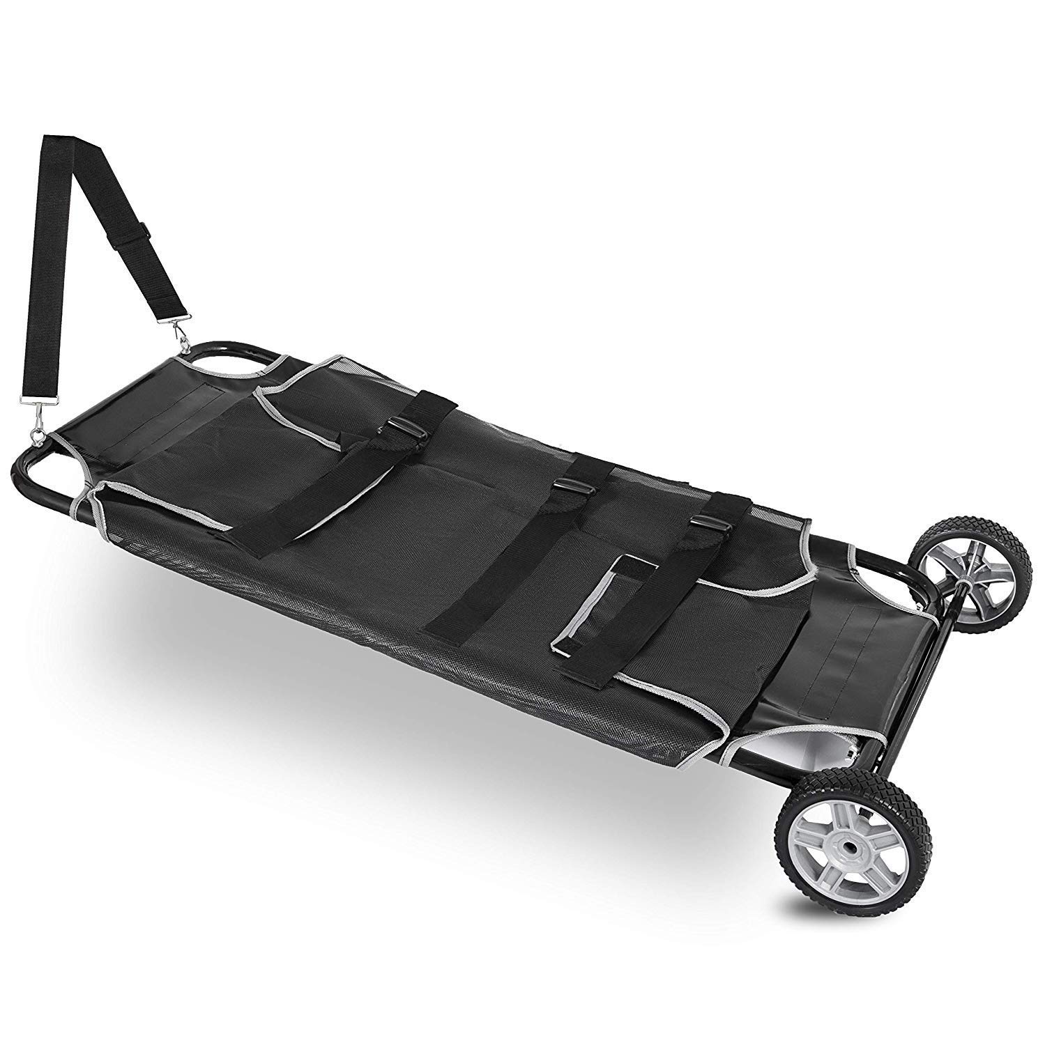 Carrello Barella Animale Nero, Pieghevole per Animali Domestici, Due Ruote, Capacità Massima 250 Libbre