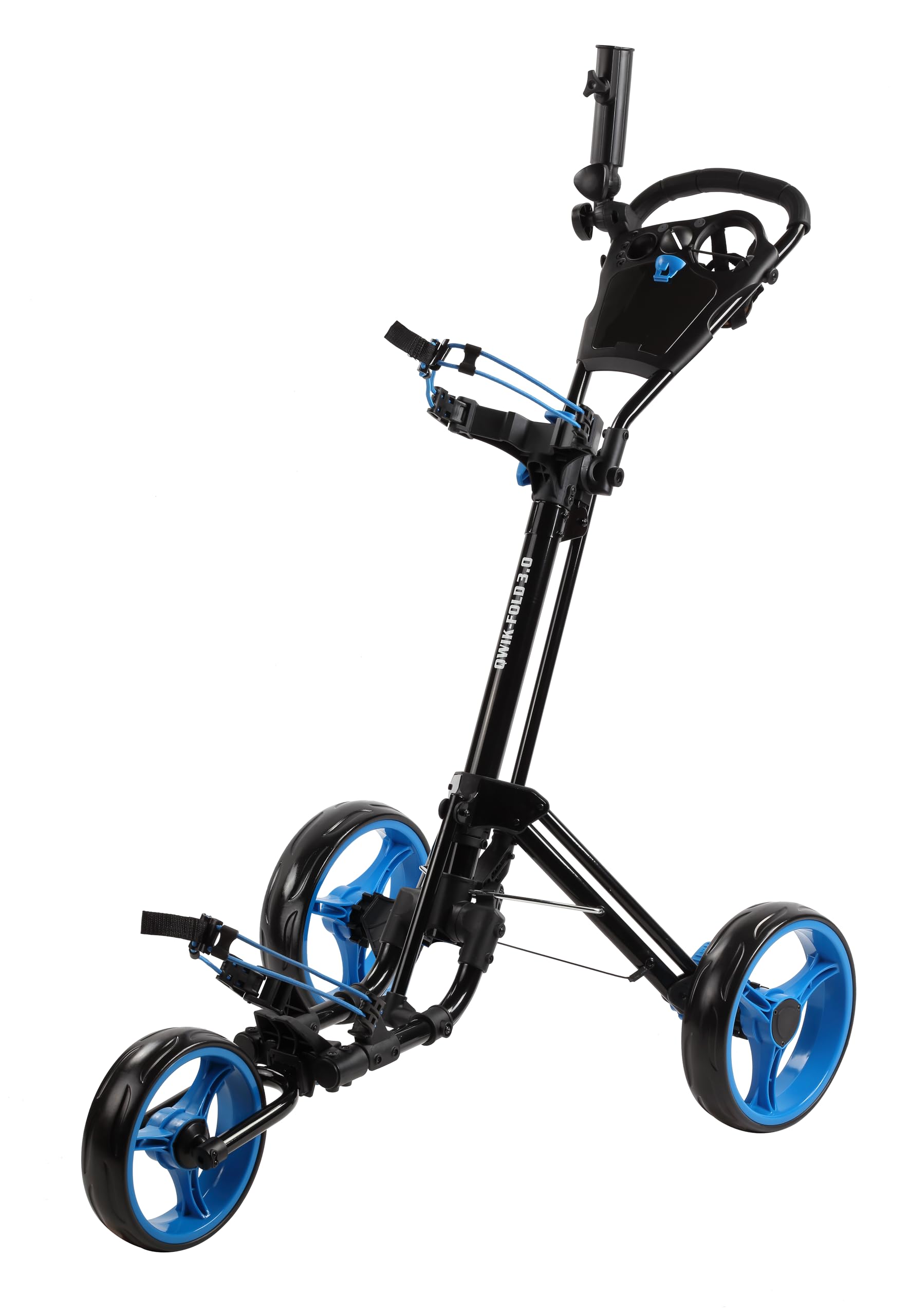 Qwik-Fold 3 Wheel Push Pull Golf CART - Foot Brake - ONE Second to Open & Close!