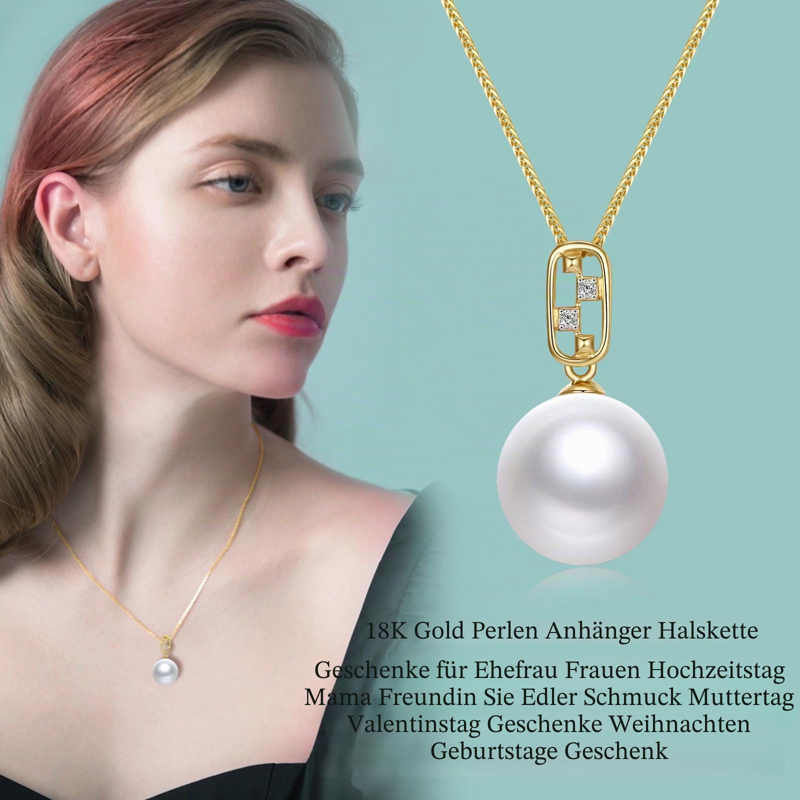 Geschenk für Ehefrau, Hochzeit, Geburtstag, Jahrestag, Schmuck, Muttertagsgeschenk für Mutter, Perlenkette, Geschenk für Frauen, Weihnachtsgeschenke, Valentinstagsgeschenke für sie, pearl