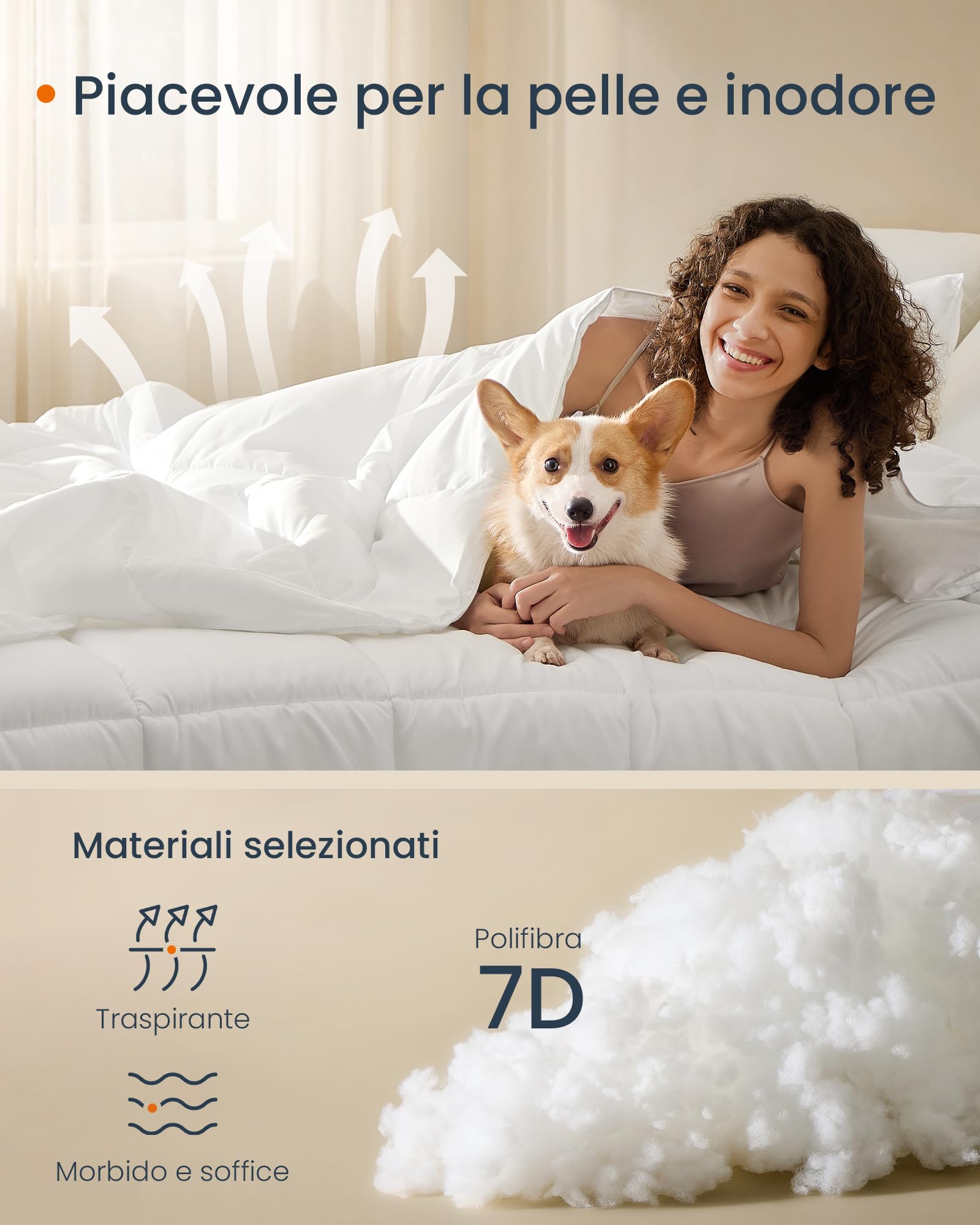 SONGMICS HOME Piumino Letto 2 in 1, 200 x 200 cm, Composto da Piumone Estivo 150 GSM e Piumone Invernale 350 GSM, per 4 Stagioni, Bianco Nuvola TDC003W01