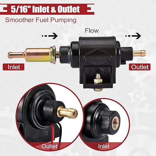 Miniatura 2 de CarBole Bomba de combustible eléctrica universal de 12 V, baja presión, 2-3.5 PSI, bomba diésel de gasolina en línea compatible con carburadores,