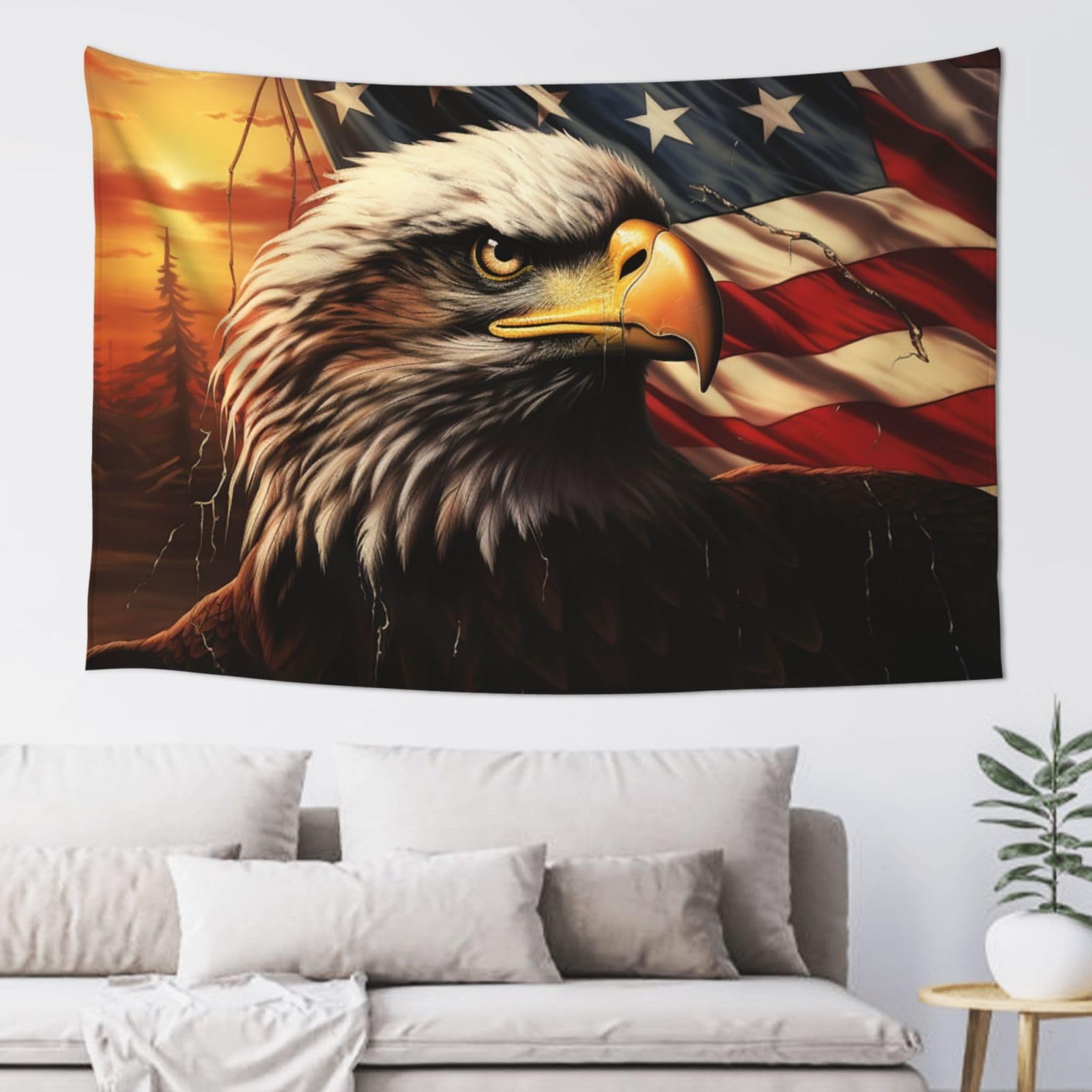 Flag and Eagle Tapestry for Bedroom Aesthetic, Wall Hanging Tapestries Art Decor Backdrop Wall Tapestry for Dorm Living Room Funny Poster Party Banner Background 40" X 60"