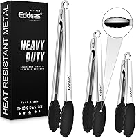 Vista 18 de Pinzas de Cocina Eddeas - Pinzas para Alimentos de Servicio Pesado de 12 pulgadas, Agarre Ergonómico, Acero Inoxidable Superior y Mango
