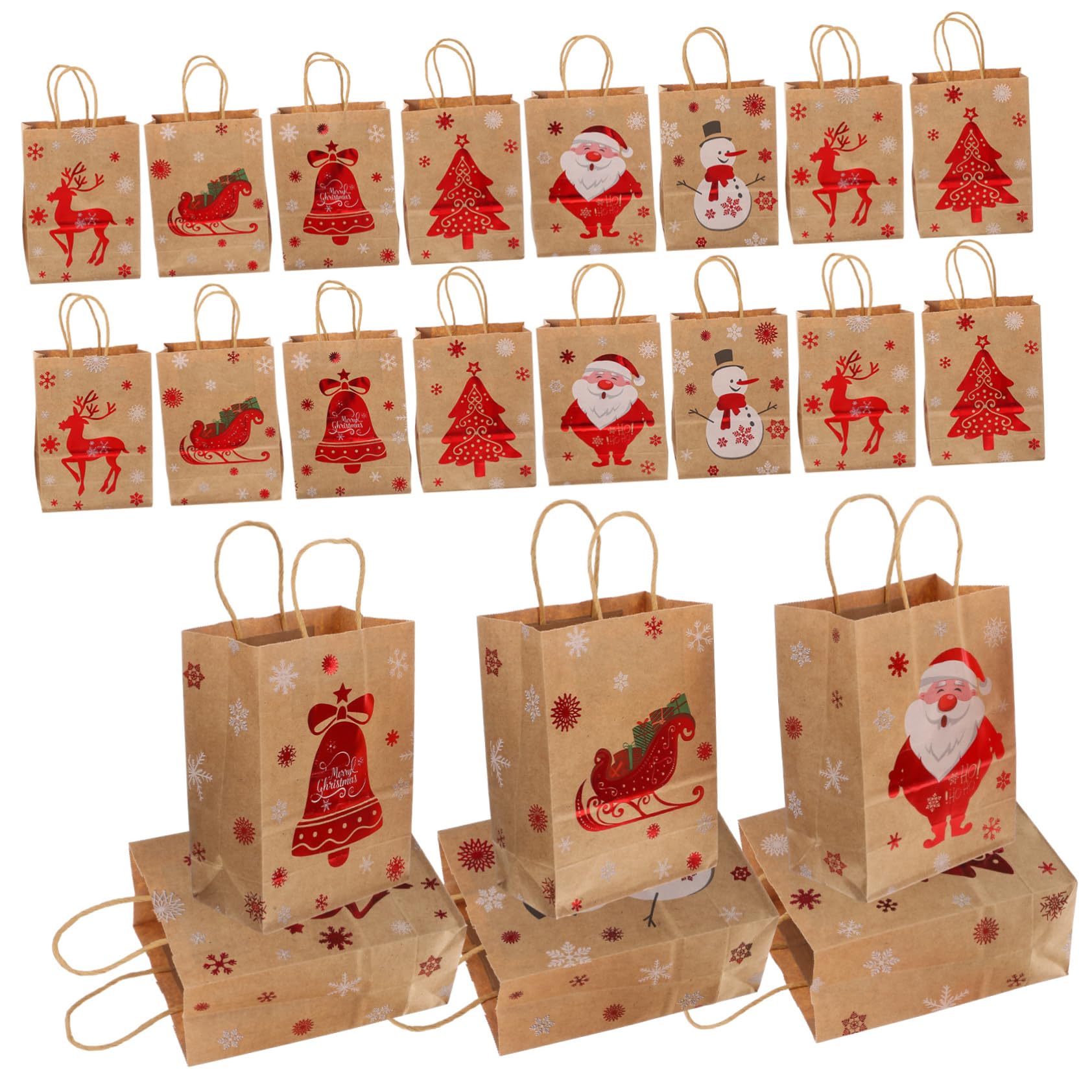 SEWOART 24pezzi Sacchetti Regalo in Carta Manici Decorazione Superficiale Adatti per Dolci Piccoli Regali Feste e Imballaggio