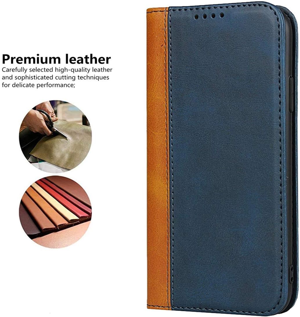 iCoverCase for iPhone 11 Pro Max Wallet Case, Premium PU Magnetic Leather Card Slots Holder Carry Soft Inner Shell Flip Leather Cover Case with Kickstand for iPhone 11 Pro Max (Blue+Yellow)