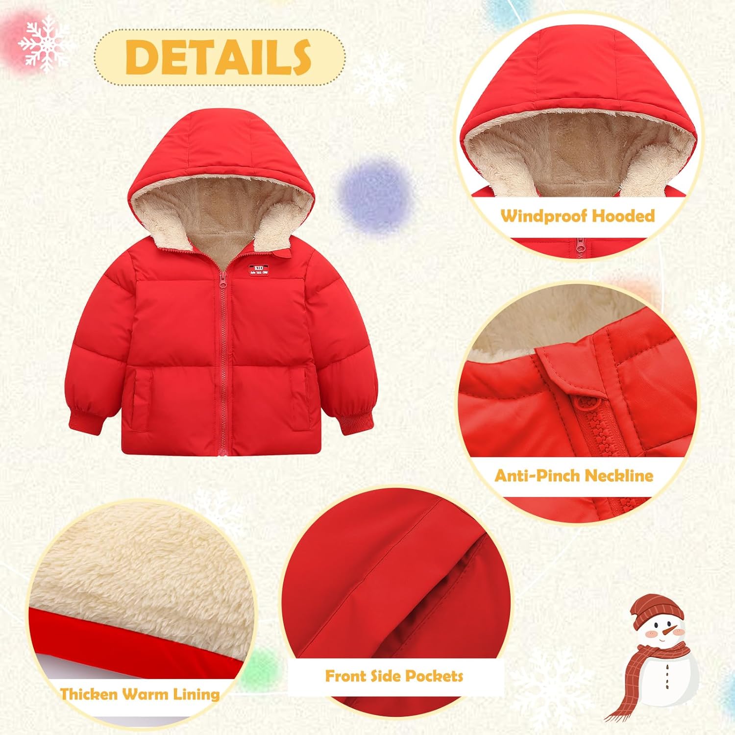 UNICOMIDEA Baby Winter Coat with Hooded Toddler Boys Girls Puffer Jackets for 12M-5T - Image 5