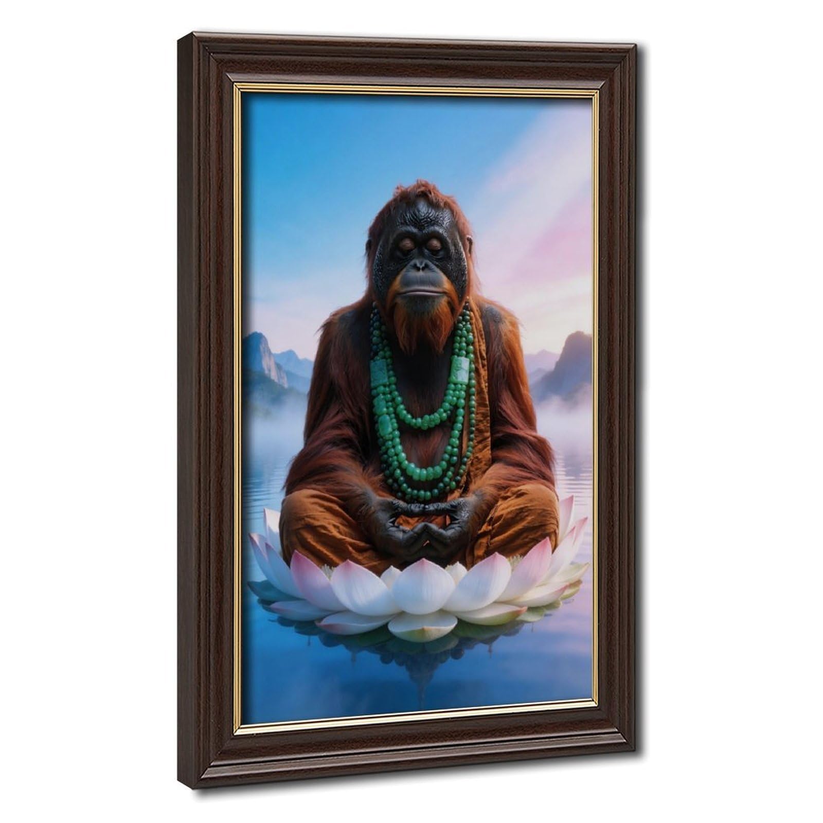 Bareronor Zen Ape Meditating Canvas Poster for Living Room Decor Gift
