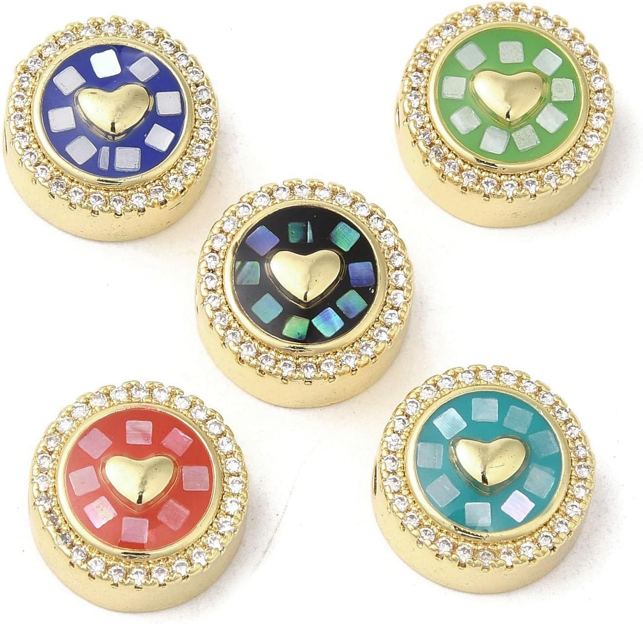 LiQunSweet 10 Pcs Baseball Brass Cubic Zirconia Softball Beads Sports Ball Games Loose Spacer Beads for DIY Jewelry Bracelet Necklace Earring Crafts Decoration