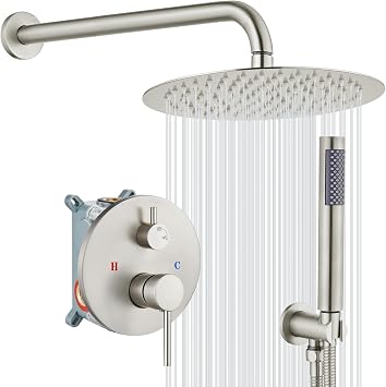 gotonovo Shower Faucet Set with Rough-in Valve Trim Kit,Brushed Nickel