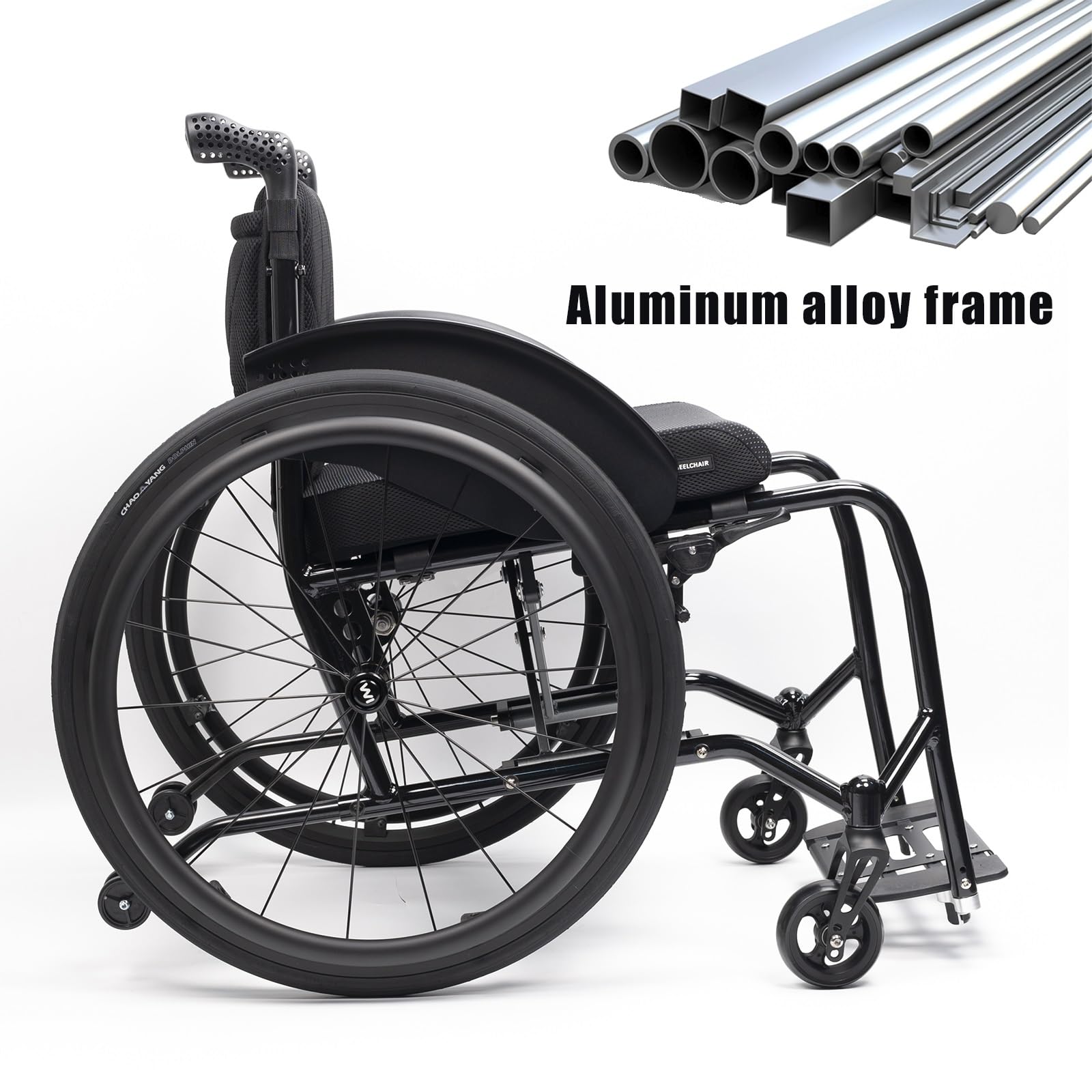 Silla De Ruedas Ligera Para Adultos,marco de aleación de aluminio,Sillas De Ruedas Deportivas Manuales Plegables con Ruedas Desmontables,Ruedas extracción con un botón(Seat width 44cm/17.3in)