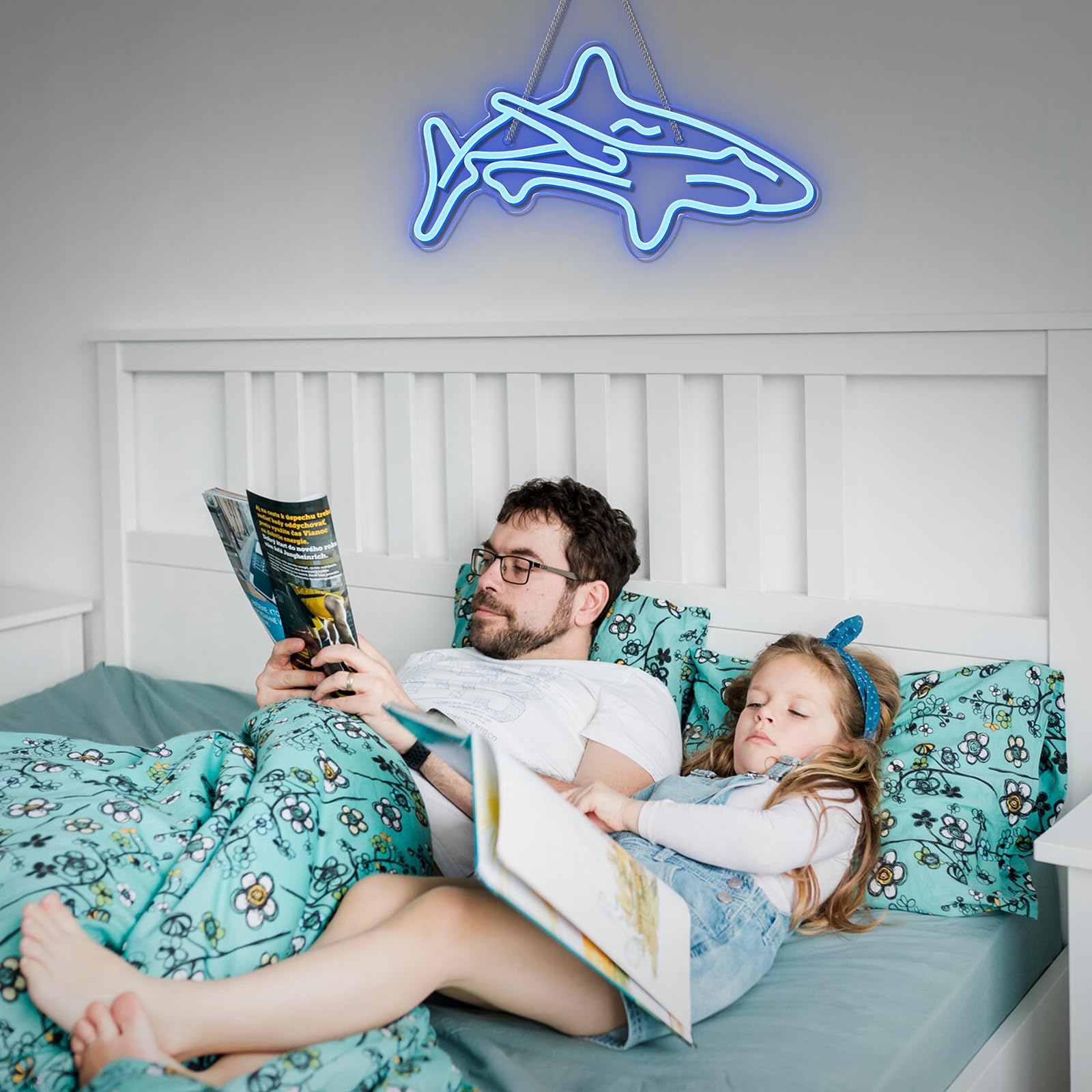 Hai Led Leuchtreklame für Schlafzimmer Blaue Leuchtschilder Wanddekoration Acryl Einzigartig Nachtlicht für Jungen Geschenke Wohnzimmer Bar Partyzubehör