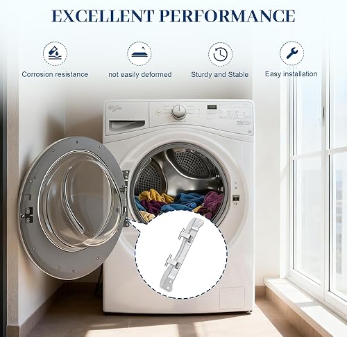 Miniatura 5 de La bisagra de repuesto para puerta de arandela W10208415 está diseñada para las principales marcas de modelos de arandelas de carga frontal y número