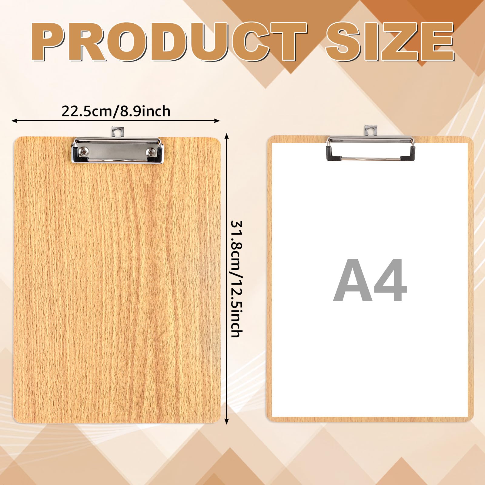 APACALI 10 Stück Klemmbrett A4 Holz, Klemmbrett Holz, Zwischenablage Schreibbrett, Pad Halter Clipboard mit Aufhängeose, A4 Clipboard für Büro Arbeit Klassenzimmer Business Restaurant, Hellbraun