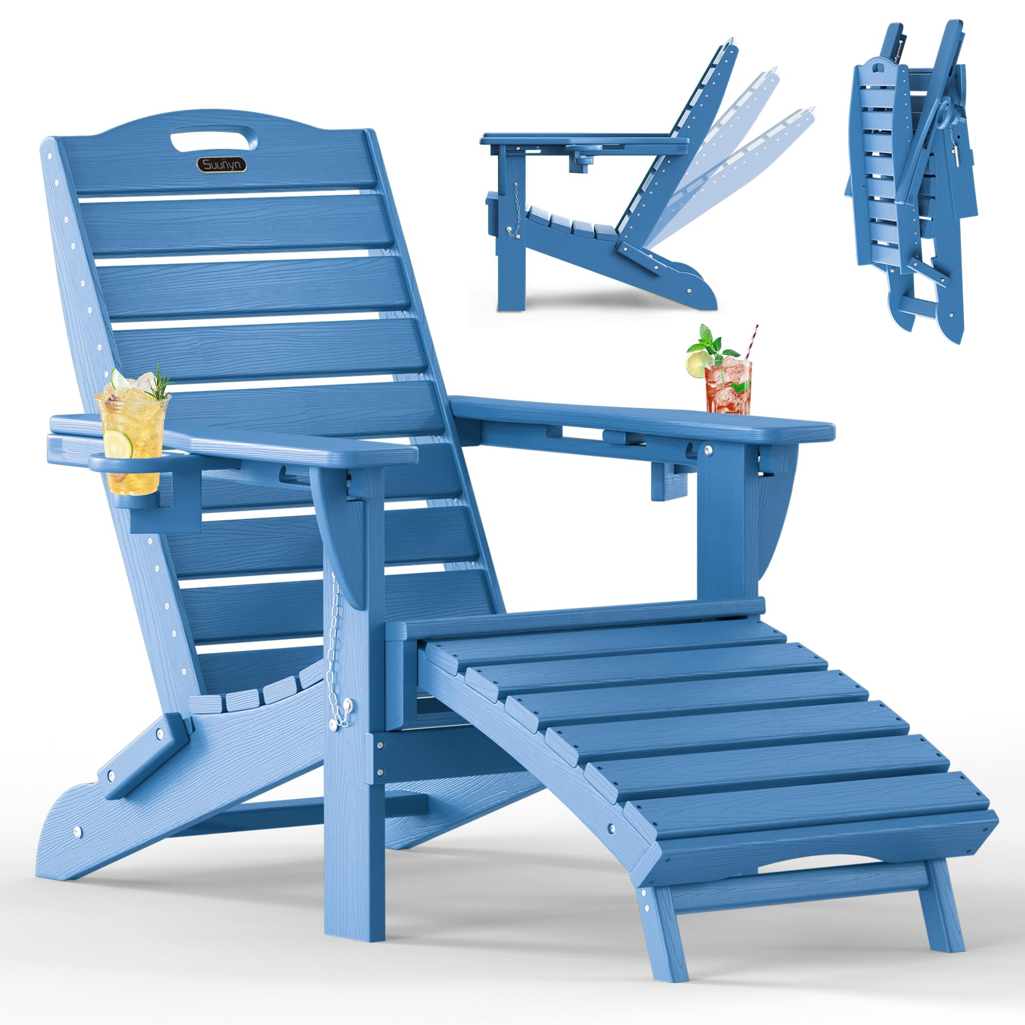 Adjustable Suunyn Adirondack Chair Navy Blue