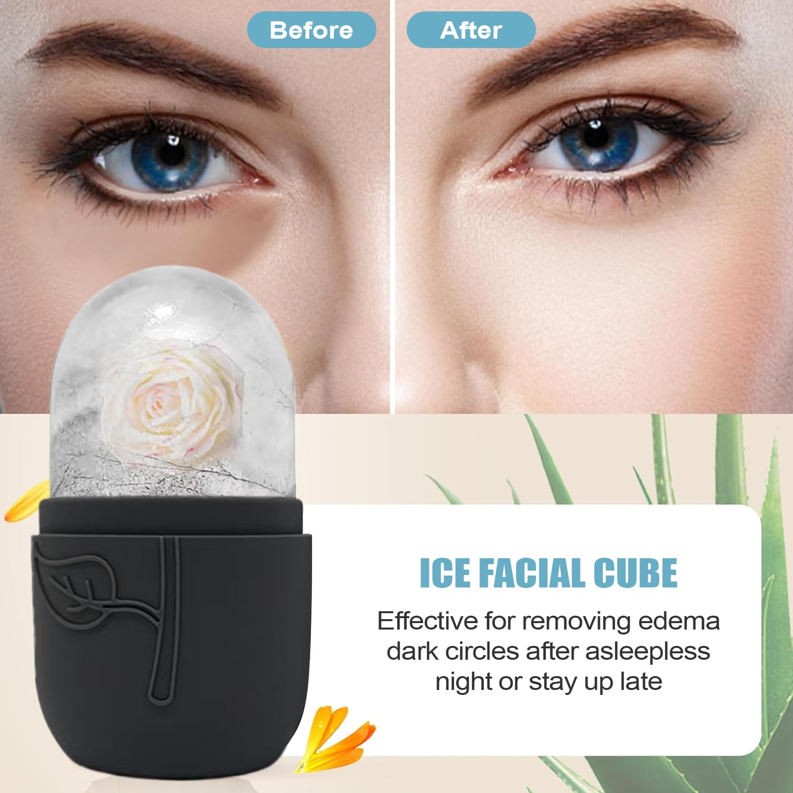Ice Roller for Face – Masajeador facial calmante en frío | Rodillo de Hielo Reafirmante y Relajante Facial | Rutina de belleza para viajes en casa | Reducir la hinchazón y la piel.