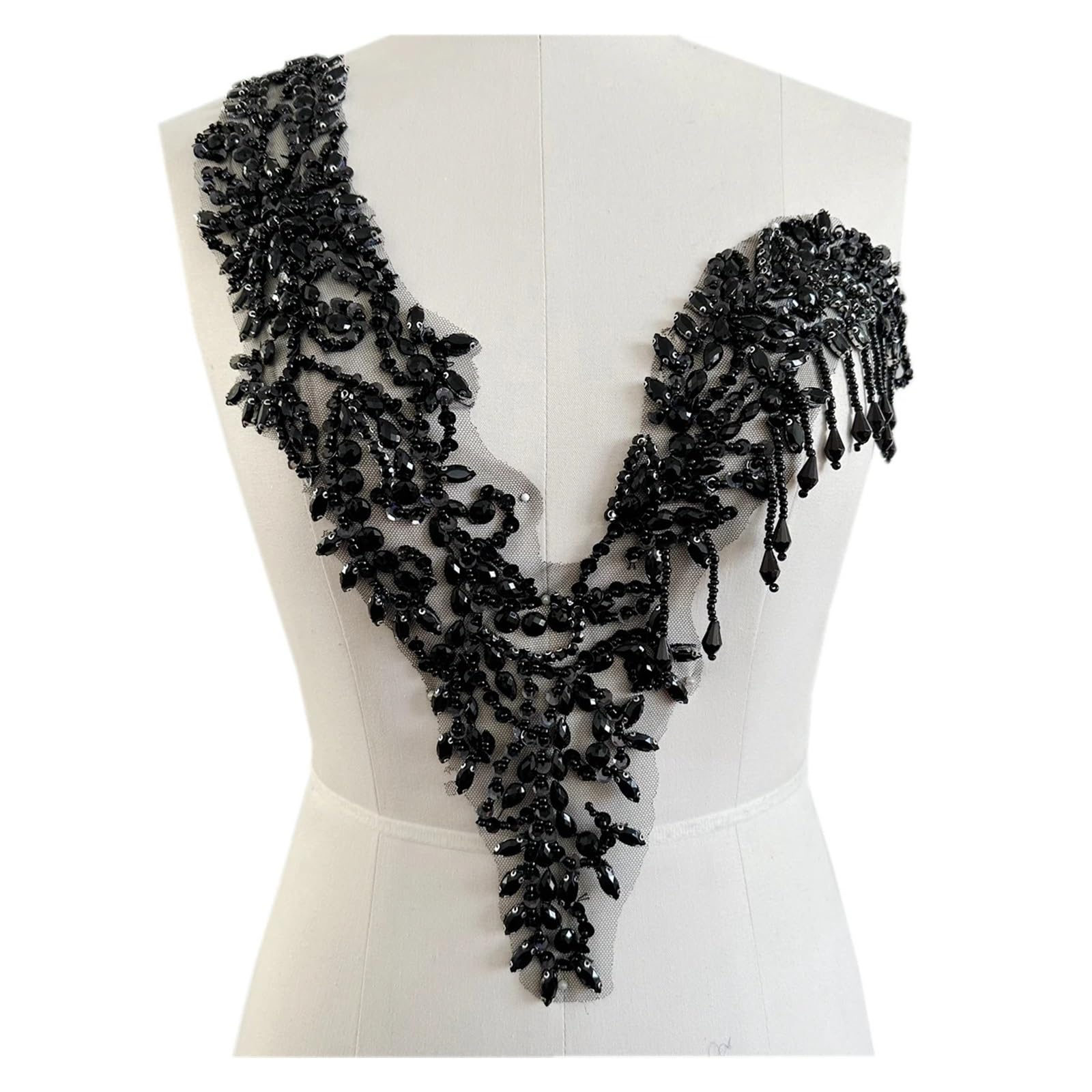 Apliques de encaje con abalorios Apliques de diamantes imitación hechos a mano, cuentas costura, parches adorno piedras, accesorios for escote vestido(Color 5)